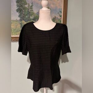 LOFT Black and White Striped Blouse